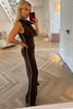 BROWN WITH WHITE TRIM SOFT KNIT CO-ORD