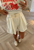 CREAM BELTED SHORTS