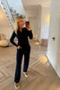 NAVY SOFT RIBBED LONG SLEEVE TOP AND TROUSER CO-ORD