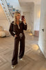 BROWN HOODED CONTRAST TRACKSUIT