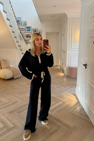 NAVY HOODED CONTRAST TRACKSUIT