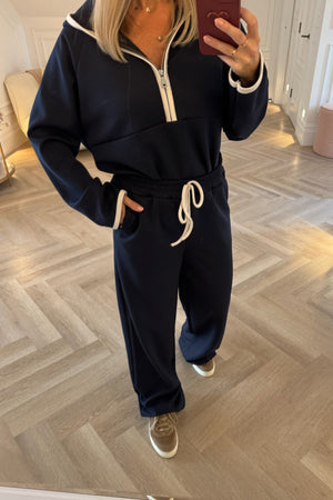 NAVY HOODED CONTRAST TRACKSUIT