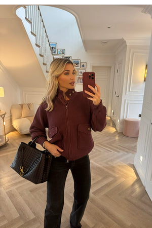 BURGUNDY KNITTED JACKET/CARDIGAN