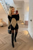 BLACK AND BEIGE DIAMOND JUMPER/DRESS