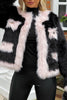MYNELLY PREMIUM BLACK AND PINK FAUX FUR JACKET