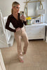 NUDE FAUX LEATHER TROUSERS