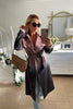 MYNELLY PINK OMBRE FAUX LEATHER SNAKE SKIN TRENCH COAT