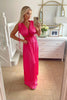 PINK PLEATED CUT OUT MAXI DRESS