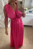 PINK PLEATED CUT OUT MAXI DRESS