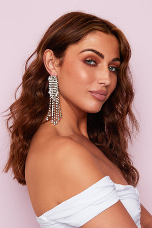 DIAMANTE LONG DROP  EARRINGS