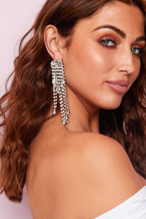 DIAMANTE LONG DROP  EARRINGS